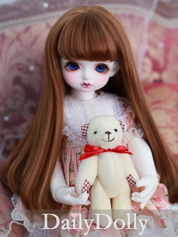 ドール用ウィッグ 高温糸 ゴールド/ブラウン SDサイズ人形用 パーマ 女用