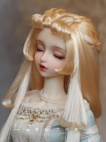 BJD ドール用 ウィッグ ライトゴールド ロング 小顔SD/SD/MSDサイズ人形用