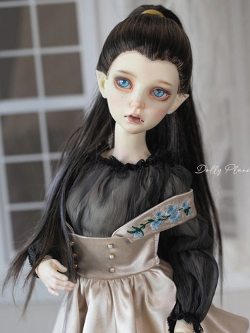 BJD ドール用 ウィッグ ポニーテール ダークブラウン 柔らかい糸 小顔SDサイズ人形用