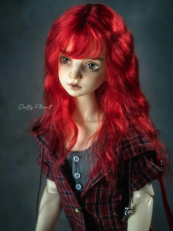 BJD ドール用 ウィッグ パーマ レッド モヘア MSDサイズ人形用