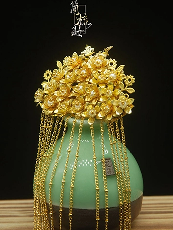 BJDドール用 古風飾り物 手作り簪 クラウン ゴールド【簡櫛粧】 SD/MSD/YOSDサイズ人形用