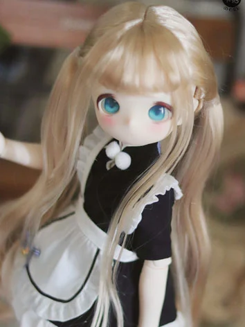 BJD ドール用 ウィッグロング ツインテール 前髪 ブラウン シャンパン 柔らかい糸 SDサイズ人形用