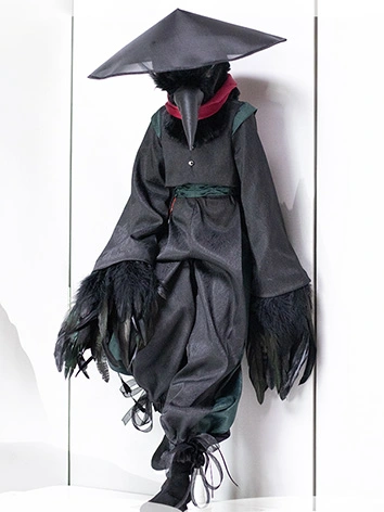 BJDドール用 衣装セット カラス ホワイト/ブラック MSD/68cmサイズ人形用