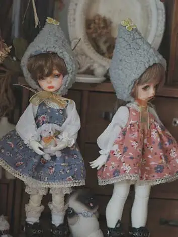 BJDdoll用衣装 『小灰帽』手作りドレスセット 幼SDサイズ用 ブルー 女の子用