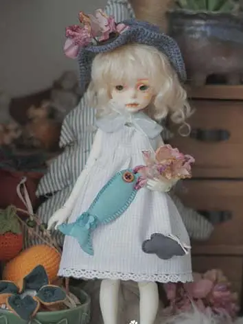 BJDdoll用衣装 『夏』手作りドレスセット 幼SDサイズ用 ブルー 女の子用