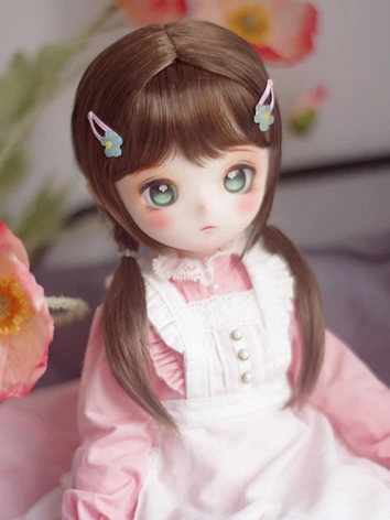 BJDドール用 ウィッグ 高温糸 三つ編み ブラック/ブラウン 小顔SD/MSDサイズ人形用