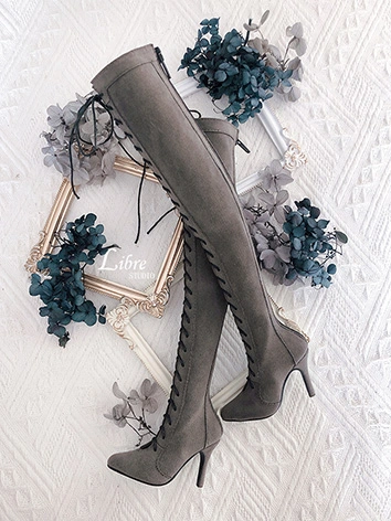 ドール用お靴 ハイヒールブーツ 膝上 ブラック/ベージュ/ピンク/グレー/ブルー/ブラウン SD16/SDGRサイズ人形通用 LS-32