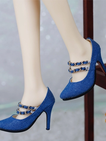 ドール お靴 ハイヒール ブルー SD/SD16サイズ人形通用