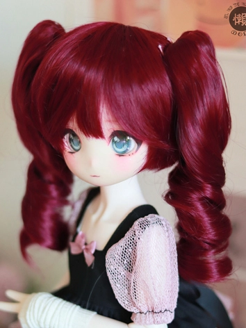 BJD ドール用 ウィッグ 高温糸 ツインテール レッド グリーン グレー SD/小顔SD/MSDサイズ人形用