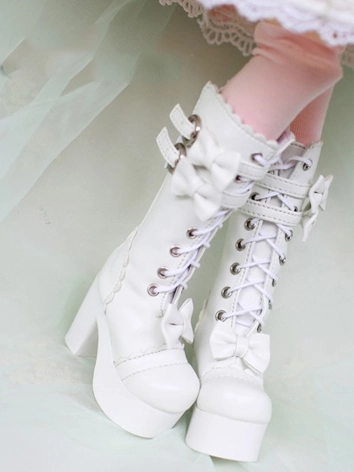 ドール お靴  ブーツ ブラック ホワイト SD/MSDサイズ人形用