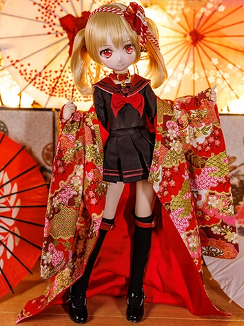 数量限定 BJDドール用 衣装セット 呪術学校 ブラック＋レッド MSDサイズ用