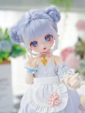BJD ドール用 モヘアウィッグ ツインお団子 パープル MSD/YOSDサイズ人形用