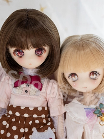 BJD DOLL ドール用 ウィッグ ショート 前髪 高温糸 ゴールド ブラウン 1/8サイズ人形用