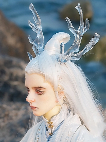 BJD ドール用【麒麟角】樹脂 透明/ホワイトゴールド/ブルーシルバー 70cm/SD/MSD/YOSDサイズ用