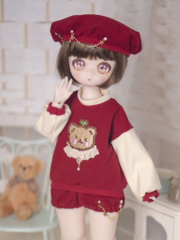 BJDドール用 衣装セット 5点セット レッド MSD/YOSDサイズ人形用