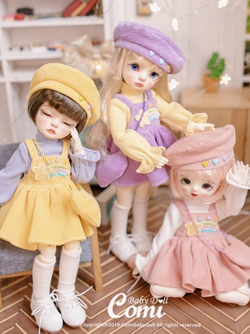 BJDドール用 衣装セット 6点セット ワンピース イェロー ピンク パープル YOSDサイズ人形用