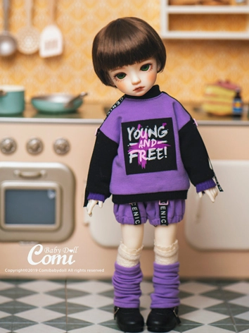 BJDドール用 衣装セット 5点セット 運動服 パープル MSD/DSDサイズ人形通用