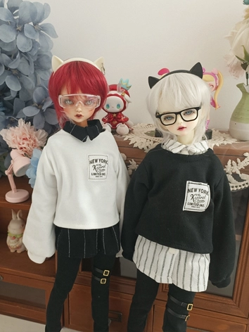 BJDドール用 衣装セット 5点セット Ｔシャツ ブラック ホワイト MSDサイズ用