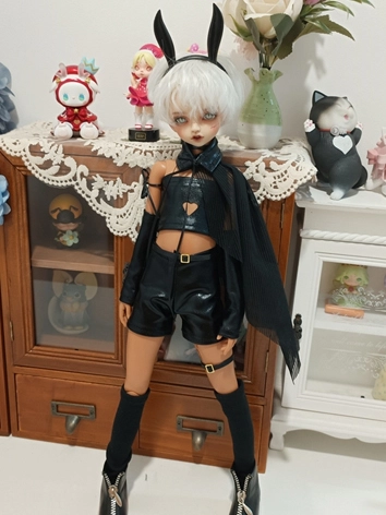 BJDドール用 衣装セット 9点セット ブラック トップス 短パン MSDサイズ用