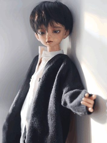 BJD ドール用 カーディガン グレー ブラック 長袖 YOSD/MSDサイズ人形用