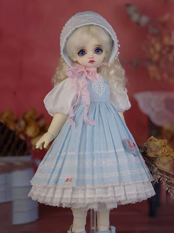 ドール服 ワンピース  ロリィタ ブルー 4点セット MSD/MDDサイズ人形用【秋色】