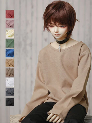 BJDドール用 Ｔシャツ 長袖 ブラック ホワイト MSD/MDD/SD/70cmサイズ人形用