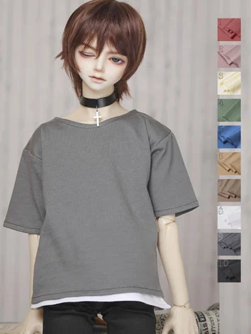 BJDドール用 Ｔシャツ 半袖 ブラック ホワイト MSD/MDD/SD/70cmサイズ人形用