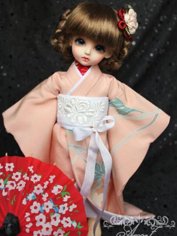 BJD ドール服 和服7点セット 振袖【ONE OFF】正絹 女の子用 YOSDサイズ用