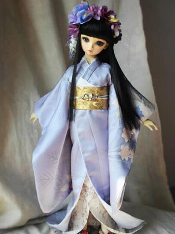 BJD ドール服 浴衣9点セット 和服【丁香】パープル 女の子用 SDサイズ用