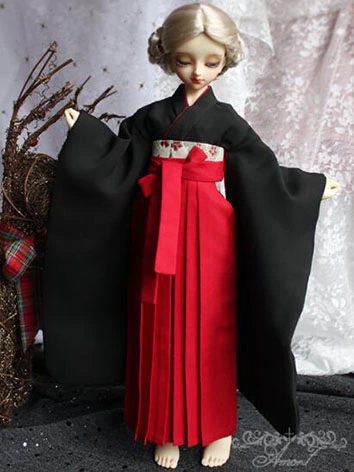 BJD ドール服 浴衣8点セット【墨色】 和服 女の子用 SDサイズ人形用