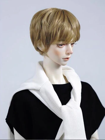 BJDドール用 ショートウィッグ 高温糸 ブラック/グレー/ホワイト/ゴールド SD/小顔SD/MSD/YOSDサイズ人形用