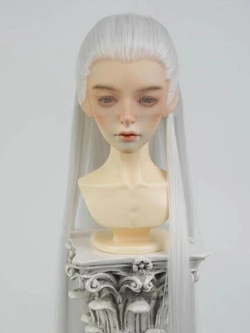 BJD ドール用 ロング ウィッグ 古代風 高温糸 ブラック/ホワイト 小顔SD/SDサイズ人形用