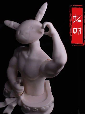 BJD ドール用 バストスタンド 兎ヘッド付き【招财】ミルク肌 筋肉タイプ MSDサイズ用