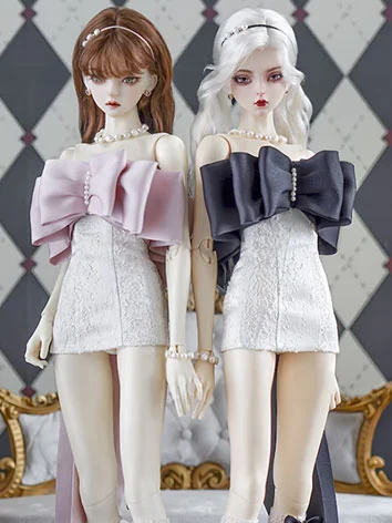 BJDドール用 ワンピースセット 女の子 ブラック ホワイト MSD/Sdgr/SD16/POPO68サイズ用