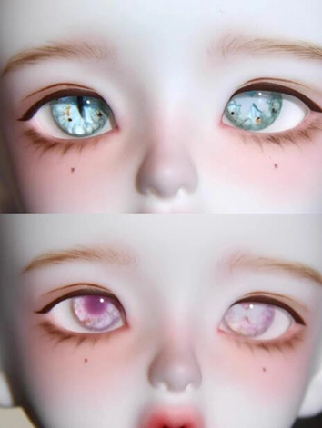 BJD DOLL ドール用 石膏アイ 【蝶々異瞳】 ピンク/グリーン 10mm/12mm/14mm/16mm/18mm