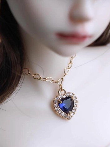 BJDドール用 アクセサリー 手作り ネックレス ハート形 ブルー MSD/SDサイズ人形用