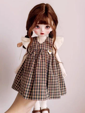 BJD ドール用 ワンピース レッド ブラウン チェック柄 YOSD人形用