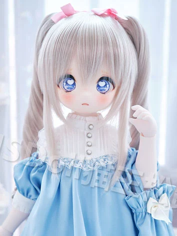 BJD DOLL ドール用 ウィッグ ロング 前髪 ツインテール グレー 高温糸 SD/MSDサイズ人形用
