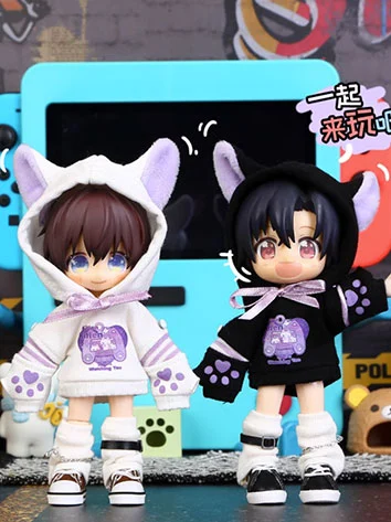 オビツ服 ドール 人形 アウトフィット ホワイト/紫色 11cm OB11 1/12サイズ