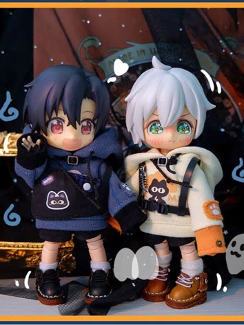 オビツ服 ドール 人形 衣装セット ブルー/ホワイト 11cm OB11 1/12サイズ