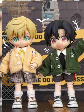 オビツ服 ドール 人形 カディガン　黄色/ブラック/緑色/薄い黄色 11cm OB11 1/12サイズ