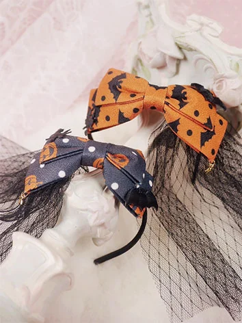 ドール用カチューシャ 髪飾り オレンジ/ホワイト  SD/MSD/幼SD/blytheサイズ人形用 BJD