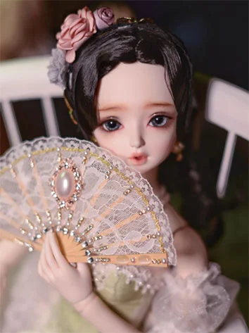 ドール用扇子 アクセサリー レース扇子 ブラック/ホワイト SDサイズ 球体関節人形 BJD
