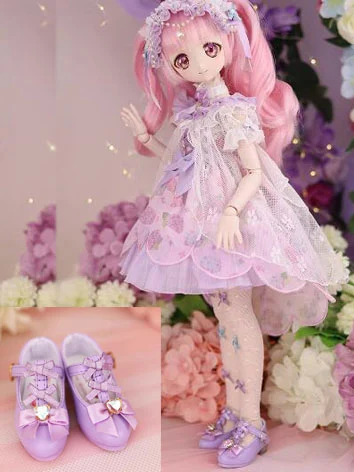 ドール用お靴 お姫様ハイヒール パープル MSDサイズ人形用