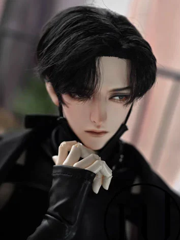 ドール用ウィッグ ショート ブラック/ホワイト 小顔SD/SDサイズ用 BJD ドール用