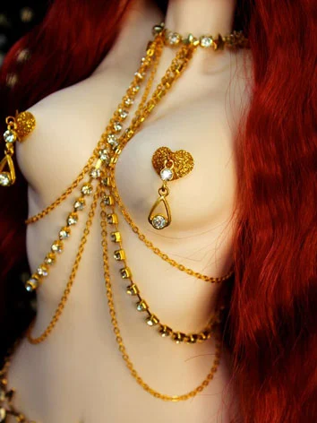 BJD DOLL ドール用 胸用チェーン シルバー 胸飾り+ヌーブラ ID75/sd17/SD/MSDサイズ人形用