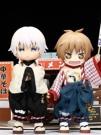 オビツ服 ドール 人形 着物衣装セット ブラック/レッド 11cm OB11 1/12サイズ