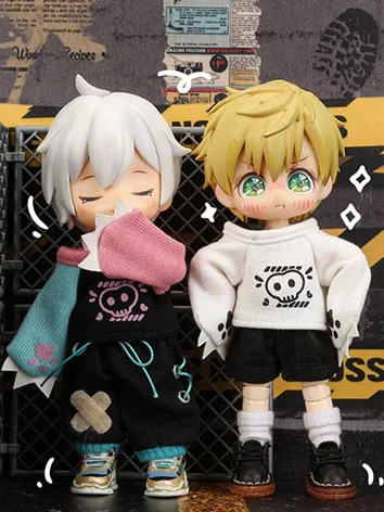 オビツ服 ドール 人形 ホワイト/ブルー/ブラック/レッド 11cm OB11 1/12サイズ