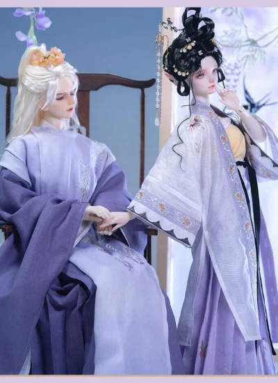 BJD ドール用 古代衣装セット【玉倾顔】パープル SD/69cmサイズ人形用