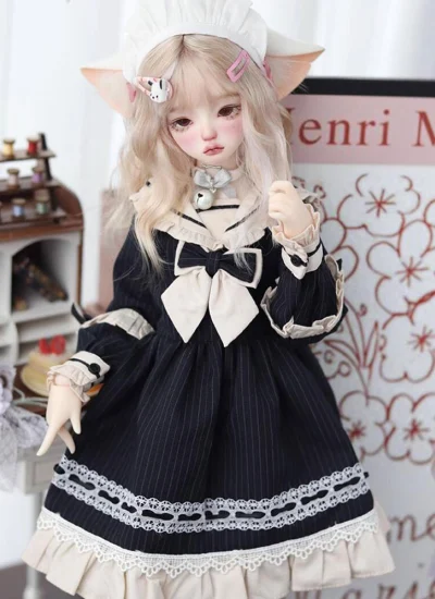 ドール用服 ワンピース ブラック SD/MSDサイズ人形用 女の子用